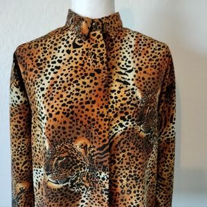 Vintage Wild Animal Print Blouse